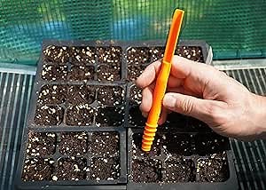 Dibby Seed Sowing Garden Tool Dibber Planter Transplanter – Sow Seeds at the Right Depth – Easily Transplant Delicate Seedlings (Dibby XL) Orange