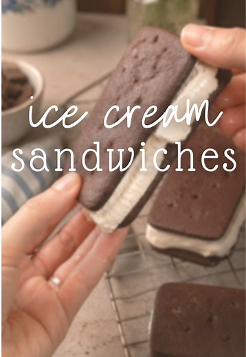 Homemade Ice Cream Sandwiches Recipe - Soft Chocolate Cookies & Vanilla Ice Cream
