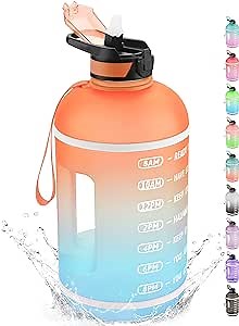 KEEPTO 1 Gallon Water Bottle with Straw Water Jug with Time Marker
