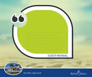 Our guests rave about Zen Villa, in the gorgeous Southwest Cape Coral region! ☀️ 🌊 Are you ready to book your stay? Give us a call today! https://royalshell.me/ZenVilla #vacation #guestreview #happyguests #kudos #SWFL #RoyalShellStyle | Royal Shell Vacations