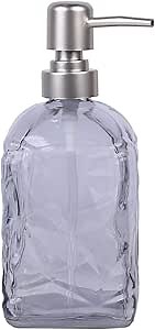 Textured Glass Soap Dispenser with Pump - Grey