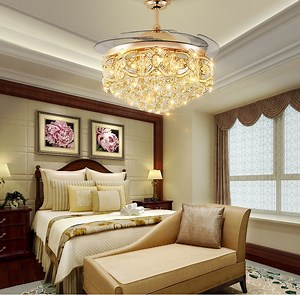 [Hot Item] Retractable Blade Ceiling Fan Chandelier for Living Room Bedroom Restaurant