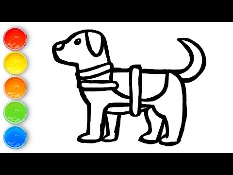 How to Draw Service Dog Easy | Easy Drawing, Painting and Coloring for Kids and Beginners