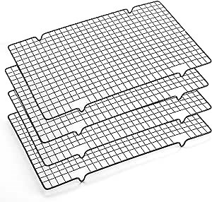Kyraton Cooling Racks for Baking 4 Pack, Stainless Steel 15.7 X 10 Inch Non Stick Cake Cooling Tray for Roasting, Grilling, Cooking and Drying for Cake Cookies and Meat, Fit Baking Tray& Toaster Oven.
