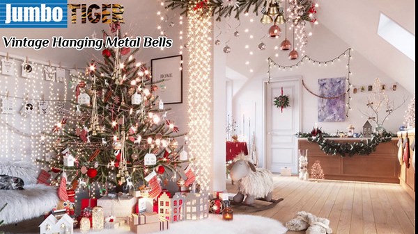 Witch Bells, Rustic Brass Hanging Witch Bells Protection for Door Knob, Vintage Jingle Bell Wind Chimes for Doors Home Protection