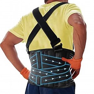 Plus Size 5XL/6XL Work Back Brace with Removable Suspender Straps, Posture Corrector Protector for Heavy Lifting Safety, Back Support Belt for Men Women in Construction, Warehouse Job, Moving