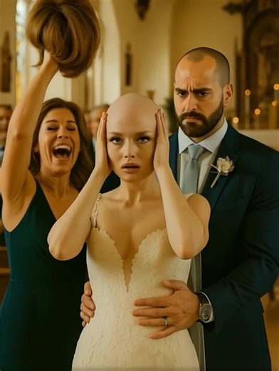 At the wedding, my mother-in-law suddenly pulled off my wig, exposing my bald head to everyone 😢 — but then something happened that no one expected 😱 For months, I had been fighting cancer. Endless treatments, cold hospital rooms, and long chemotherapy sessions drained me of strength and stole my hair. Then one day, the doctor finally said the words I had been praying for: “You are healthy.” That very same day, my beloved asked me to marry him. Through tears of joy, I said yes without hesitati