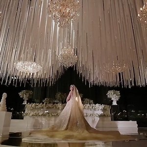 Simply unforgettable.♥️ Cristelle and David's wedding crystal installation ceiling at @hyattregencysydney resembled a shower of stars "diamond like crystals" frozen in time... ✨ floating chandeliers were suspended amongst the ribbons creating an even more spectacular ambiance. Wedding concept and Design @dianekhouryweddingsandevents | Custom crystal ribbon and chandelier installation @chandelierstodiefor | dancefloor/decal/hire items |@harboursidedecorators Gown @steven_khalil | head piece @mari