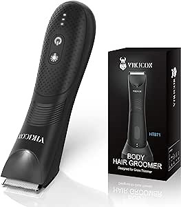 VIKICON Groin&Body Trimmer for Men, Electric Ball Shaver, Replaceable Ceramic Blade Groomer, Pubic Grooming Clipper Male Razor IPX7 Waterproof, USB Type-C Charging, 90Mins Shaving After Fully Charged