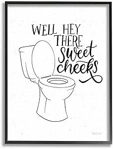 Stupell Industries Hey There Sweet Cheeks Toilet Bathroom Joke Word Pun