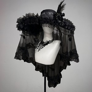 Handmade Gothic Widow Hat With Lace Veil, Custom Witch Statement Headpiece - Etsy