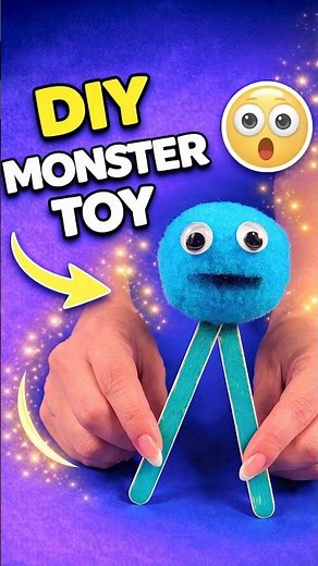 DIY Popsicle Stick Monster Toy 👾 Easy Wooden Craft for Kids #diy #craft #craftyfun #kids