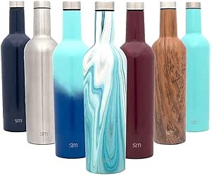 Simple Modern Spirit 25oz Wine Bottle - Double Wall, Vacuum Insulated Wine Bottle with Leak Proof Lid - 18/8 Stainless Steel Ocean Quartz