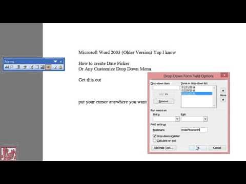 Microsoft Word 2003 | How To Create a Date Picker or Drop Down Menu