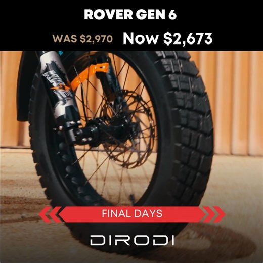 🔥 Last Call 🔥 DiroDi’s EOFY Sale is Almost Gone! Massive savings on all e-bikes, plus enjoy an extended warranty with every purchase. Don’t wait – grab your DiroDi Rover Gen 6 fat tyre e-bike today and enjoy the freedom of Australia’s most trusted ride. 🚴‍♀️ Ride now, pay later with Afterpay FREE shipping Australia-wide. | DiroDi