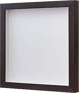 6x6 Brown Walnut Shadow Box Frame | 3/4" of Depth - Lots of Display Room for Jerseys, Keepsakes, Objects, & Memorabilia | UV Resistant Acrylic and Acid Free Backing | Includes Hardware