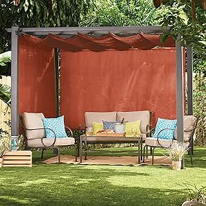 Coolaroo Constantine Pergola, Backyard or Patio Shade Pergola, Light Filtering 90% UV Block, (9' X 9'), Terracotta