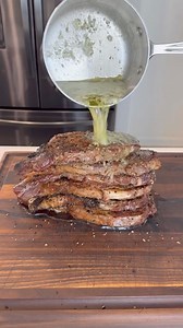 Morning steak stack with melted compound lemon garlic and herb compound butter ❤️ | Cooking by Sophia