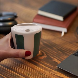 Sage Green Striped Travel Mug – Hand Painted Glossy Coffee & Tea Tumbler, 10 Oz Cup - Etsy