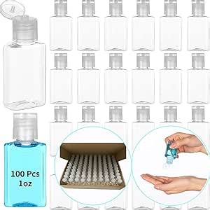 100PCS Plastic 1oz Travel Bottles, Mini Clear Travel Shampoo Bottles with Flip Cap, Small Empty Hand Sanitizer Bottle Refillable Cosmetic Containers, Portable Bottle for Liquid Lotion Body Soap
