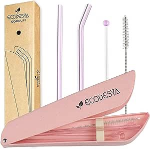 Reusable Straws - These Glass Straws Are Produced as Reusuable Drinking Straws For Your Health.This Eco Friendly Glass Straws Will Now Require Zero Waste.Measuring 200mm x 8mm (pink)