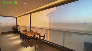 Motorized Outdoor Roller Pergola Blinds Shades Outdoor Windproof Zip Track Window  Blackout Blinds Balcony Blind