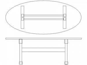 oval top trestle table legs/feet/cleats positions