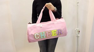 Cheer Bag with Shoes Compartment for Girls Cheerleader Gifts, Personalized Cheerleading Sport Gym Duffel Bags, Cute Chenille Letter Gymnastics Duffle Bag Cheer Gift for Teen Girl Athletes(Pink)