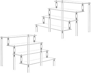 2PCS 11.61IN Wide Acrylic Display Rack, Clear Rack, 4 Tier Cupcake Display Rack for Perfume Storage Box, Food Dessert Rack, All Kinds of Novelty Jewellery Doll Display Rack, for Shop Home Storage