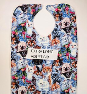 Adult EXTRA LONG Adult Bib Women Bibs Special Needs Bib Cat Faces Senior Gift for Elderly Gift, Grandma Birthday Gift Trends - Etsy