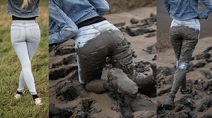 Mud trashing my Denim Co jeans and sneakers | Clips4sale
