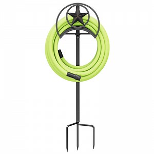 GOFORWILD Sturdy Gauge Garden Hose Holder - Decorative Star Hose Rack, 125-Foot 5/8-Inch Hose Capacity Water Hose Holder, Durable Reel