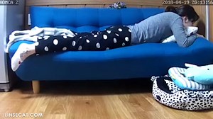 Hacked home ip camera: Peeping on Pretty Young Korean Girl Masturbating, 4 Orgasms - Stingy cat