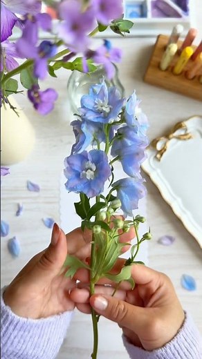 How I draw delphinium flowers 🩵 #sketchbook #watercolor #pastelart