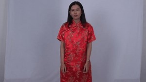Asian Woman Red Cheongsam Waving Her Stock Footage Video (100% Royalty-free) 3985773581 | Shutterstock
