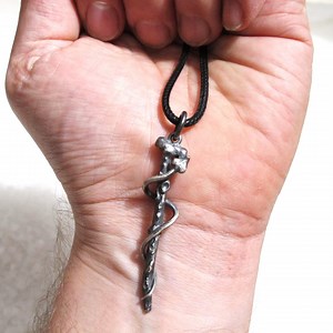 Asclepius Rod, Aesculapius, Medicine Symbol, Silver Caduceus Pendant, - Etsy