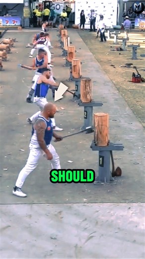 He Started Late… But Still Won the Wood Chopping Competition