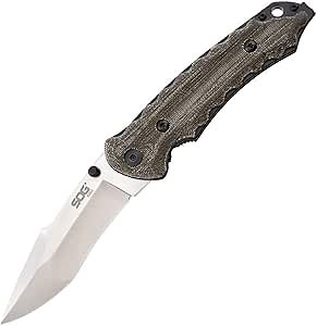 SOG Kiku Folding Knife KU-1001 - Satin Polished 3.5" AUS-8 Blade, Linen Micarta Handle, Liner Lock