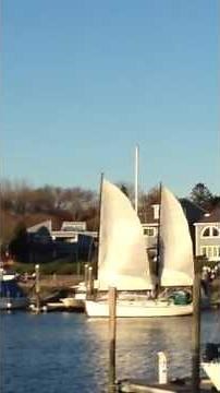 Freedom 33 Ketch Sails up Milford Harbor
