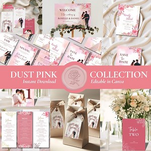 Blush Pink Wedding Invitation Dust Pink Wedding Invite Save the Date Wedding Dusty Rose Wedding Invitation for Bride for Couple - Etsy