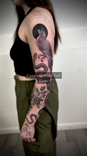 Crow and Snake Tattoo Sleeve: Artistic Process Unveiled