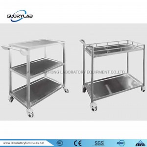 [Hot Item] Stainless Steel Laboratory Cart Warehouse Hospital Dental Mobile Trolley