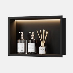 [Hot Item] Custom Size and Matt Black Color LED Strip Wall Niche Stainless Steel 304 Shower Niche with LED Lights
