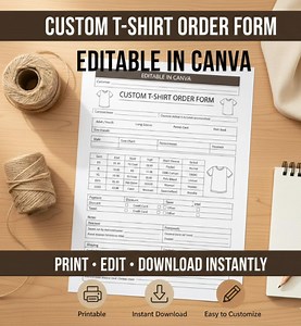 Custom T-shirt Order Form Template | Editable Shirt Order Tracker Printable | Small Business Order Form Canva | Tshirt Order Form PDF - Etsy Australia