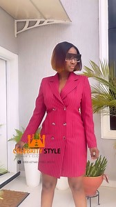2.9K views | Gorgeous Pinstripe Peak Lapel Double Breasted front buttoned Suit Dress . #blazerdress #anothermasterpiece Colors: Wine and Blue. Sizes: Uk 8-22 Price: ₵650 | Celebrity Style Boutique, SpinteX Road | Facebook
