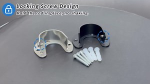 Closet Rod Bracket, 4 Pack Closet Rod Support, Stainless Steel, Black Shower & Closet Rod Holders U Shaped Wardrobe Brackets Closet Pole Socket End Caps for 1-1/4 Inch Rods