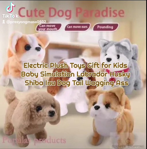 Electric Plush Toys Gift for Kids Baby Simulation Labrador Husky Shiba Inu Dog Tail Wagging Ass Shaking Toy | Presyongmasa