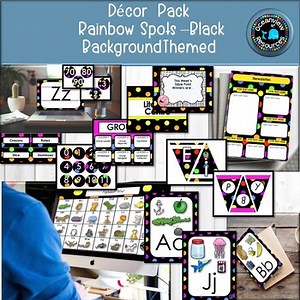 CLASSROOM DECOR I BLACK WITH SPOTS I labels, signs, posters and charts
