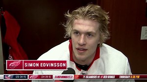 Trevor Thompson had a chance to speak with Simon Edvinsson, who was called up to take the place of Jake Walman, who is out with a lower-body injury tonight. #LGRW | ThinkFord First | FanDuel Sports Network Detroit