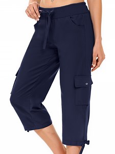 Rosvigor Womens Cargo Capris Lightweight Hiking Pants Outdoor Athletic Quick Dry Travel Pants with Pockets